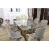 1.8m Reclaimed Teak Root Rectangular Block Dining Table with 8 Stackable Zorro Chairs - 0
